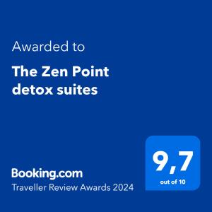 a blue text box with the zen point detox switches at The Zen Point detox suites in Marathopoli