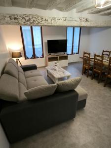 TV a/nebo společenská místnost v ubytování Appartement 6-8 personnes, gîte, climatisé, classé 3 étoiles, proche du zoo de Beauval et des châteaux de la Loire + 42 fotografií