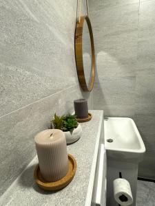 a bathroom with a sink and a toilet and a mirror at PineTree Jahorina in Jahorina +30 photos