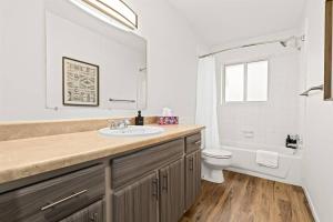 a bathroom with a sink and a toilet at 1BR Pet-Friendly Apartment with King Bed in Royal Oak