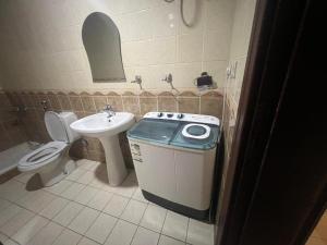 a small bathroom with a sink and a toilet at Coov AlAnbarya in Al ‘Awālī