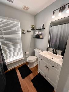 A bathroom at Outdoor getaway with pool table
