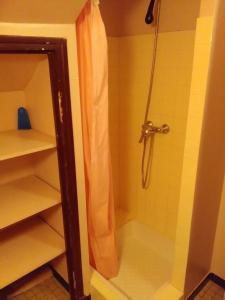 een douche met een glazen deur in de badkamer bij Cap Verb Guillestre in Guillestre