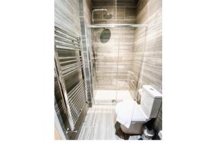 a bathroom with a toilet and a shower at Putera Puteri Residence in London