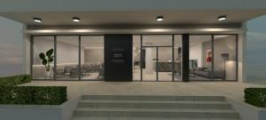 a rendering of an office lobby with glass doors at Angela Downtown Hotel in Rhodes Town