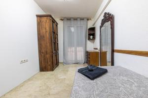 um quarto com uma cama e um espelho grande em Elvira 81 em Granada