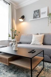 a living room with a couch and a coffee table at Lille Centre - 2BR in the heart of Lille! in Lille
