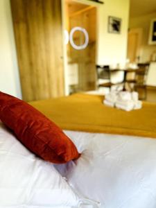two pillows on top of a bed in a room at Le Golden - Terrasse & Parking in Rennes