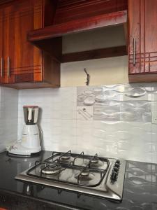a stove top in a kitchen with a blender at Nexus 25 in Colombo