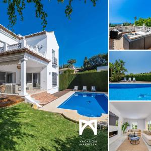 a villa with a swimming pool and a house at VACATION MARBELLA I Villa Nadal, Private Pool, Lush Garden, Best Beaches at Your Doorstep in Marbella