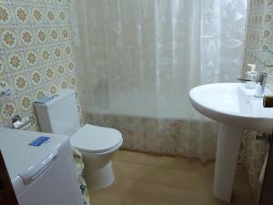 uma casa de banho com um WC e um lavatório em Marcos y Tota em Punta del Hidalgo