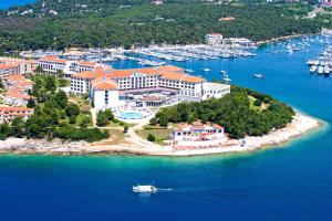 an aerial view of a resort on an island in the water at Park Plaza Histria Pula in Pula