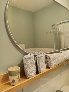 基諾沙的住宿－MARISCIU，浴室设有毛巾架和镜子