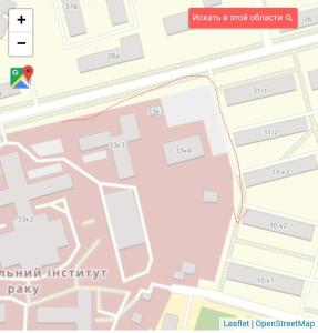 una mappa del campus con parcheggio di 2 bedroom apartment metro Vasilkovskaya Institut Raka a Kiev