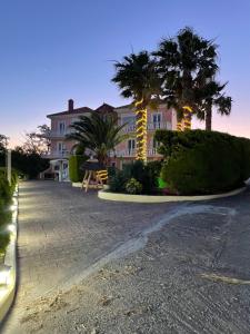 a house with palm trees in front of it at Villa Lagosta in Város