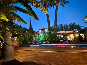 a statue of a bear next to a pool at night at Hotel Altea Paradise 1917 - Adults Only in Altea