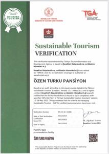 a permit for a sustainable tourismventricular verification at OzenTurku Hotel in Pamukkale