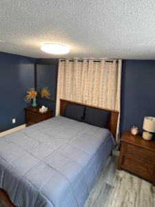 a bedroom with a bed and two night stands at Entire level just off Interstate, free breakfast in Fargo