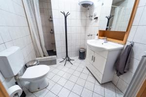 a white bathroom with a toilet and a sink at Anna House in Maribor