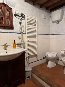 a bathroom with a sink and a toilet at Pienzalettings "Suites" in Pienza