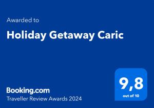 Certyfikat, podpis lub inny dokument wystawiony w obiekcie Holiday Getaway Caric