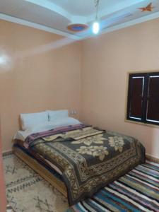 ein Schlafzimmer mit einem Bett in einem Zimmer in der Unterkunft Nomad Bivouac in Merzouga