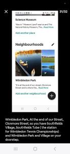 a screenshot of a page of a webpage on a cell phone at Homestay, Upmarket, Wimbledon & Southfields; beside tube; (20 mins to centre) walk to Tennis : in London
