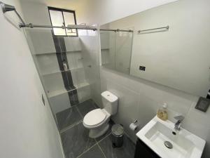 a bathroom with a toilet and a sink at Springfield Ecoloft- Guatapé in Guatapé +70 photos