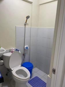 a small bathroom with a toilet and a shower at Pagadian Staycation in Camella 1 in Pagadian