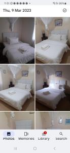 a collage of four pictures of a bed in a room at Apartment Near The Airport in Nairobi