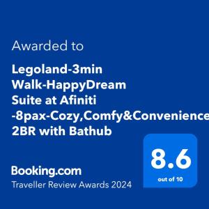 una schermata di un cellulare con un gmaxwell gmaxwell min walk happy dream suite di Legoland-3min Walk-HappyDream Suite at Afiniti -8pax-Cozy,Comfy&Convenience 2BR with Bathub a Nusajaya