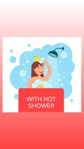 una donna che fa il bagno in una doccia con un'anatra di gomma di ELEN INN - Malapascua Island Air-conditioned Room1 a Isola di Malapascua