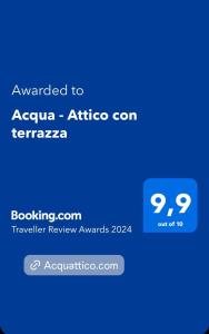 a screenshot of a cell phone with the text upgraded to aquarius africa at Acqua - Attico con terrazza in Venice