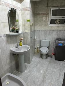 ein Bad mit einem WC und einem Waschbecken in der Unterkunft Big apartment new furnished in Cairo downtown beside Nile river in Kairo