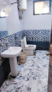 bagno con lavandino e servizi igienici di Roomshala 161 Hotel Three Kings a Nuova Delhi