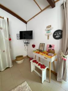 TV a/nebo společenská místnost v ubytování Chambre D'hote PLACE DES AMOUREUX