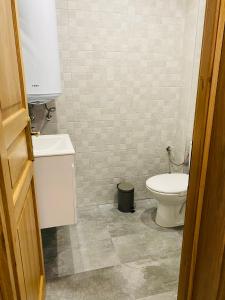 La salle de bains est pourvue de toilettes et d'un lavabo. dans l'établissement Verta House, à Tryavna