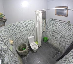 y baño con aseo en cabina de ducha. en Omahku Mbanciro, en Demangan