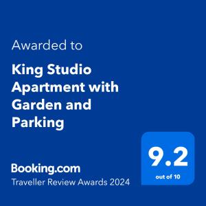 a screenshot of a phone with the text awarded to king studio appointment with garden at King Studio Apartment with Garden and Parking in Ealing