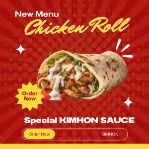 a poster for a new menu chicken roll at Chubby5 Room 7 in Bang O