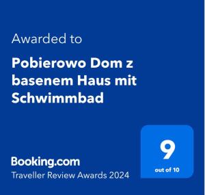 Certifikát, hodnocení, plakát nebo jiný dokument vystavený v ubytování Pobierowo Dom z basenem Haus mit Schwimmbad