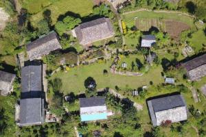 an overhead view of a yard with houses and a park at Annapurna Eco Village in Pokhara