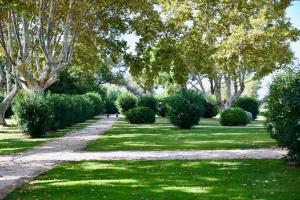 un sentiero in un parco con alberi e cespugli di La Maison du Mas de Peint a Arles