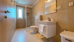 ein Badezimmer mit Toilette, Dusche und Waschbecken in der Unterkunft Sofia G in Novigrad Istria + 20 Fotos
