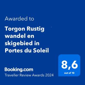 Un certificat, premiu, logo sau alt document afișat la Torgon Rustig wandel en skigebied in Portes du Soleil