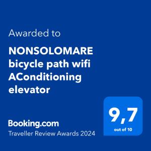 Certificate, award, sign, o iba pang document na naka-display sa NONSOLOMARE Wifi aria condizionata ascensore