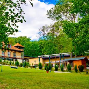a building with a green lawn in front of it at The Hotel Unforgettable - Hotel Tiliana by Homoky Hotels & Spa in Budapest