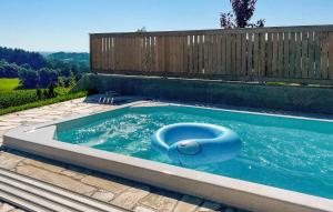 una piscina con un flotador azul en Ferienhaus Mit Pool, en Neudauberg