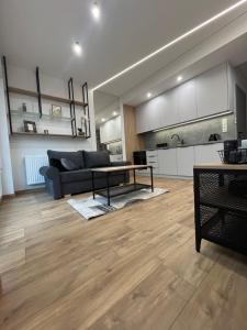 sala de estar con sofá y mesa en Apartament u Agness, Aleja Szajnowicza Iwanowa 27 Kielce, en Kielce