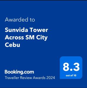 Ett certifikat, pris eller annat dokument som visas upp på Sunvida Tower Across SM City Cebu